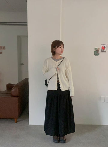 Enno Belt Corduroy Banding Long Skirt